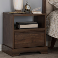 Baxton Studio ST 5552-00-Brown-NS Burnwood Modern and Contemporary Walnut Brown Finished Wood 1-Drawer Nightstand